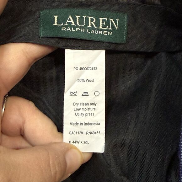Lauren Ralph Lauren Wool Pants Slacks Men's Size 44x30 Blue Pleated Green Tag - Picture 3 of 7